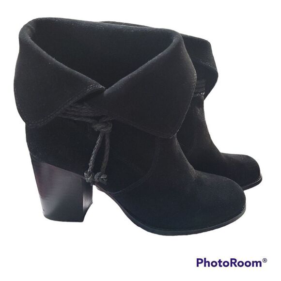 Splendid Larchmont black suede with braided leather and block heel boots - Picture 1 of 6